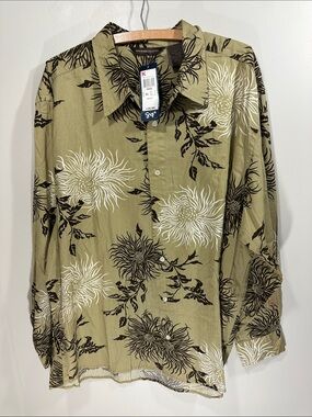 NWT Gear Seven Green Floral Hawaiian Button-Up Shirt Men’s XL